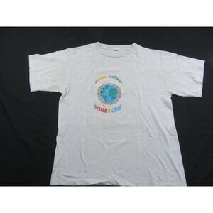 It Takes A Village To Raise A Child Earth Gray T-shirt 2XL 1990s